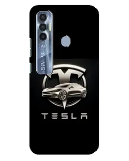 Чехол для TECNO Spark 7 Pro с картинкой «Tesla — серебристое авто» Чехол для TECNO Spark 7 Pro с картинкой «Tesla — серебристое авто»