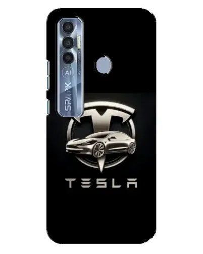 Чехол для TECNO Spark 7 Pro с картинкой «Tesla — серебристое авто» Чехол для TECNO Spark 7 Pro с картинкой «Tesla — серебристое авто»