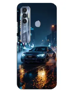 Чехол для TECNO Spark 7 Pro с картинкой «Ночной город и Audi»