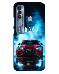 Чехол для TECNO Spark 7 Pro с картинкой «Audi Sport — неон»