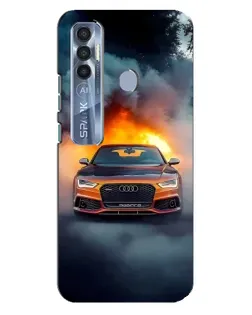 Чехол для TECNO Spark 7 Pro с картинкой «Audi в огненном дыму»