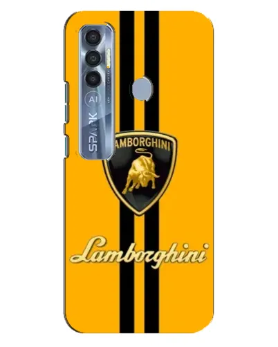 Чехол для TECNO Spark 7 Pro с картинкой «Lamborghini Stripe желтый»