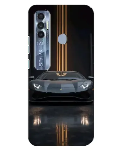 Чехол для TECNO Spark 7 Pro с картинкой «Lamborghini золотые линии»