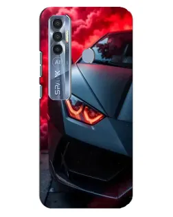 Чехол для TECNO Spark 7 Pro с картинкой «Lamborghini красное сияние»