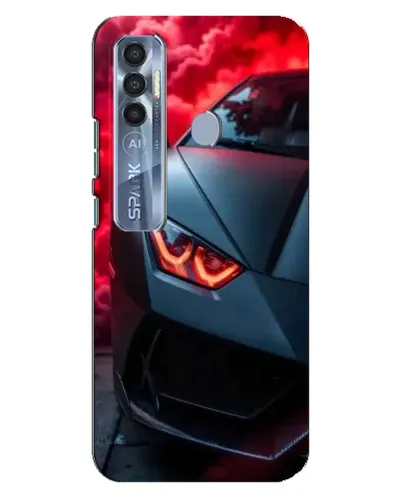 Чехол для TECNO Spark 7 Pro с картинкой «Lamborghini красное сияние»