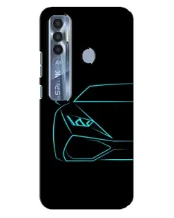 Чехол для TECNO Spark 7 Pro с картинкой «Голубой силуэт Lamborghini»