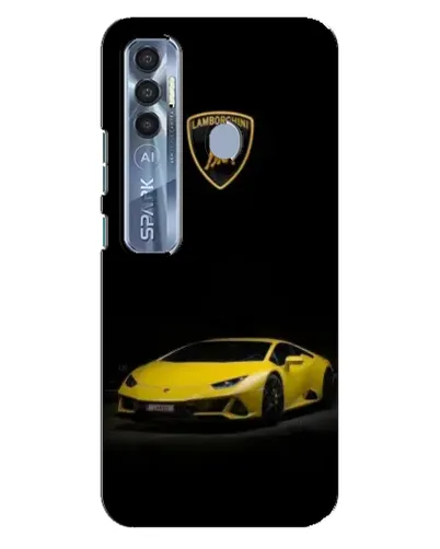 Чехол для TECNO Spark 7 Pro с картинкой «Lamborghini желтый акцент»