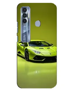 Чехол для TECNO Spark 7 Pro с картинкой «Салатовый Lamborghini Huracan»