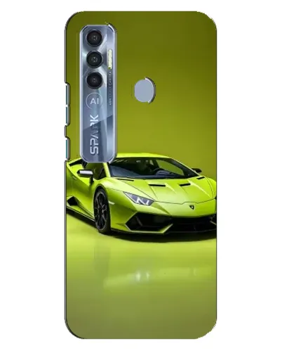 Чехол для TECNO Spark 7 Pro с картинкой «Салатовый Lamborghini Huracan»