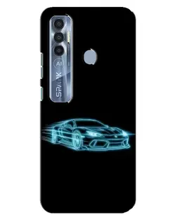 Чехол для TECNO Spark 7 Pro с картинкой «Неоновый контур Lamborghini»