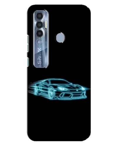 Чехол для TECNO Spark 7 Pro с картинкой «Неоновый контур Lamborghini»