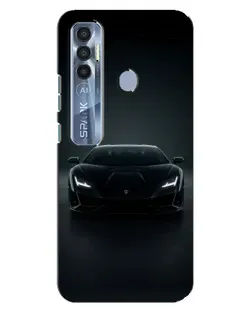 Чехол для TECNO Spark 7 Pro с картинкой «Черный Lamborghini Aventador»