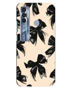 Чехол для TECNO Spark 7 Pro с картинкой «Паттерн черные банты» Чехол для TECNO Spark 7 Pro с картинкой «Паттерн черные банты»
