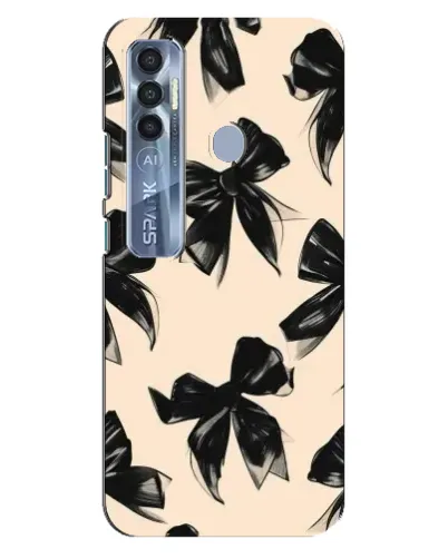 Чехол для TECNO Spark 7 Pro с картинкой «Паттерн черные банты» Чехол для TECNO Spark 7 Pro с картинкой «Паттерн черные банты»