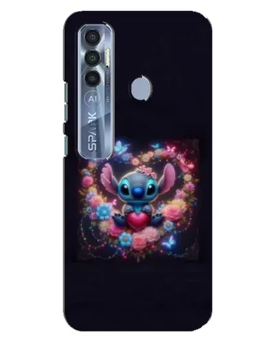 Чехол для TECNO Spark 7 Pro с картинкой «Stitch в цветах» Чехол для TECNO Spark 7 Pro с картинкой «Stitch в цветах»