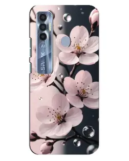 Чехол для TECNO Spark 7 Pro с картинкой «Нежная сакура и капли»