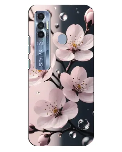 Чехол для TECNO Spark 7 Pro с картинкой «Нежная сакура и капли» Чехол для TECNO Spark 7 Pro с картинкой «Нежная сакура и капли»