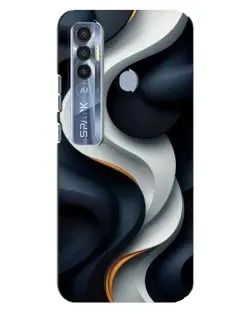 Чехол для TECNO Spark 7 Pro с картинкой «Объемные черно-белые ленты» Чехол для TECNO Spark 7 Pro с картинкой «Объемные черно-белые ленты»