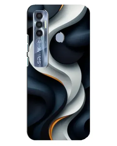 Чехол для TECNO Spark 7 Pro с картинкой «Объемные черно-белые ленты» Чехол для TECNO Spark 7 Pro с картинкой «Объемные черно-белые ленты»