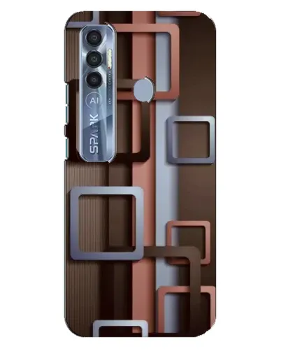 Чехол для TECNO Spark 7 Pro с картинкой «Коричневые объемные квадраты» Чехол для TECNO Spark 7 Pro с картинкой «Коричневые объемные квадраты»