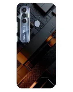 Чехол для TECNO Spark 7 Pro с картинкой «Черные геометрические блоки»