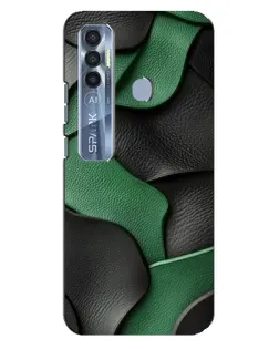 Чехол для TECNO Spark 7 Pro с картинкой «Зеленые кожаные волны»