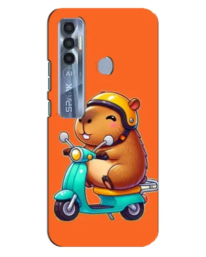 Чехол для TECNO Spark 7 Pro с картинкой «Капибара на скутере»