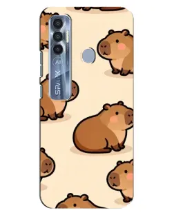 Чехол для TECNO Spark 7 Pro с картинкой «Паттерн милых капибар»