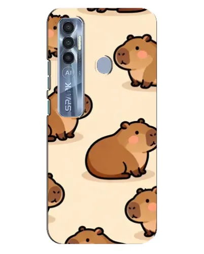Чехол для TECNO Spark 7 Pro с картинкой «Паттерн милых капибар»