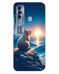 Чехол для TECNO Spark 7 Pro с картинкой «Закат солнца с капибарой»
