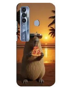 Чехол для TECNO Spark 7 Pro с картинкой «Капибара с пиццей»