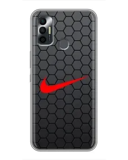 Чехол для TECNO Spark 7P с картинкой «Nike — карбоновая сетка»