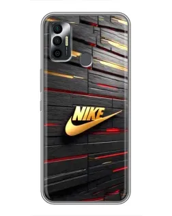 Чехол для TECNO Spark 7P с картинкой «Золотой Nike на металле»