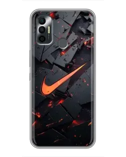 Чехол для TECNO Spark 7P с картинкой «Nike — эффект разломов»