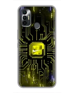 Чехол для TECNO Spark 7P с картинкой «Nike — золотая искра»