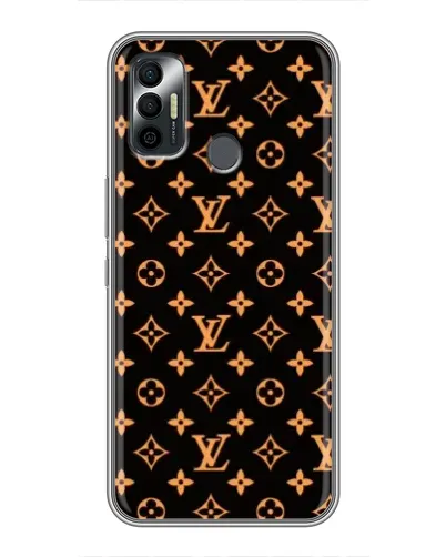 Чехол для TECNO Spark 7P с картинкой «Золотая монограмма LV»