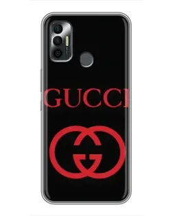 Чехол для TECNO Spark 7P с картинкой «Gucci — красный логотип»