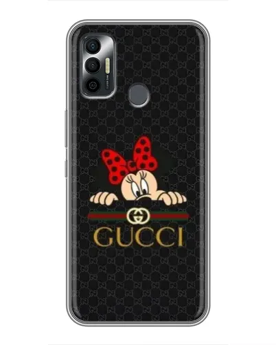 Чехол для TECNO Spark 7P с картинкой «Минни Маус Gucci — черный»