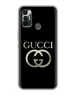 Чехол для TECNO Spark 7P с картинкой «Gucci — золото на черном»
