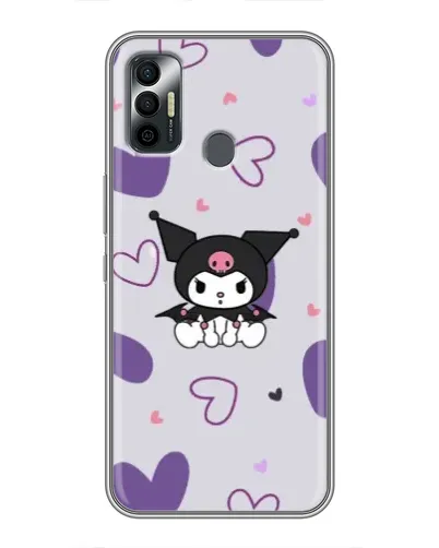 Чехол для TECNO Spark 7P с картинкой «Kuromi и лавандовые сердца»