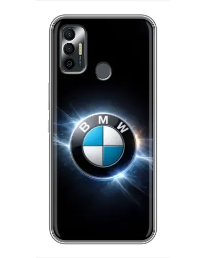 Чехол для TECNO Spark 7P с картинкой «BMW — неоновое сияние»
