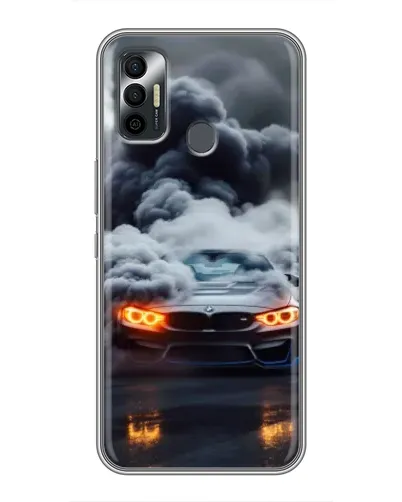 Чехол для TECNO Spark 7P с картинкой «BMW в дыму»
