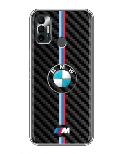 Чехол для TECNO Spark 7P с картинкой «Эмблема BMW и карбон»