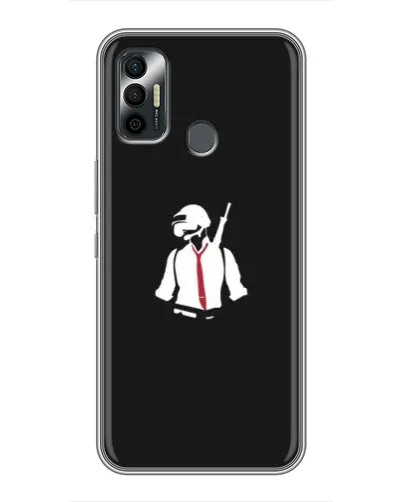 Чехол для TECNO Spark 7P с картинкой «PUBG — силуэт воина»