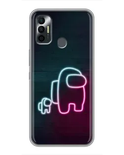 Чехол для TECNO Spark 7P с картинкой «Among Us неон-арт»