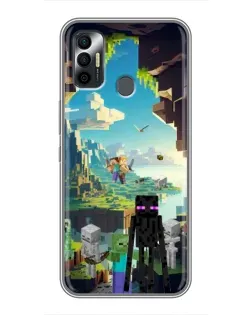 Чехол для TECNO Spark 7P с картинкой «Эндермен в лесу»