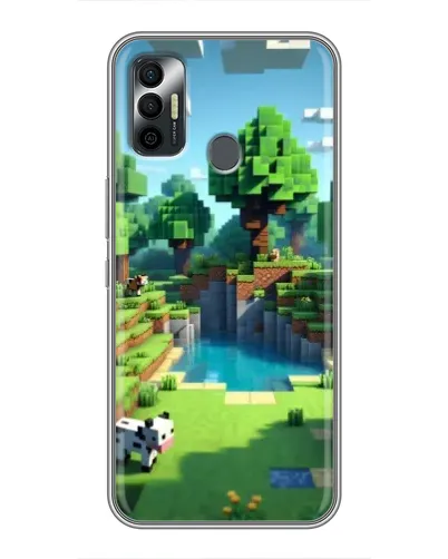 Чехол для TECNO Spark 7P с картинкой «Minecraft летний день»