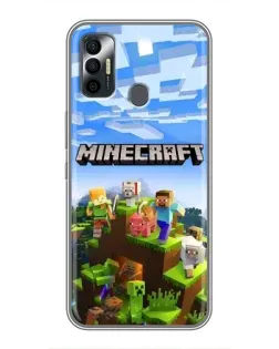 Чехол для TECNO Spark 7P с картинкой «Minecraft классический мир»