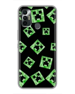 Чехол для TECNO Spark 7P с картинкой «Паттерн с криперами»