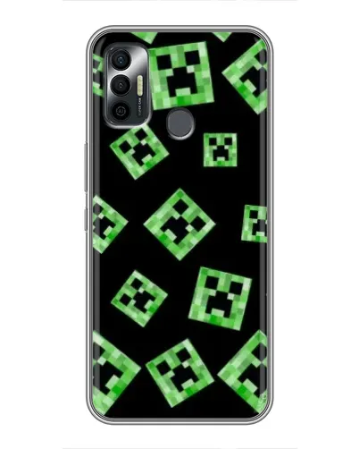 Чехол для TECNO Spark 7P с картинкой «Паттерн с криперами»